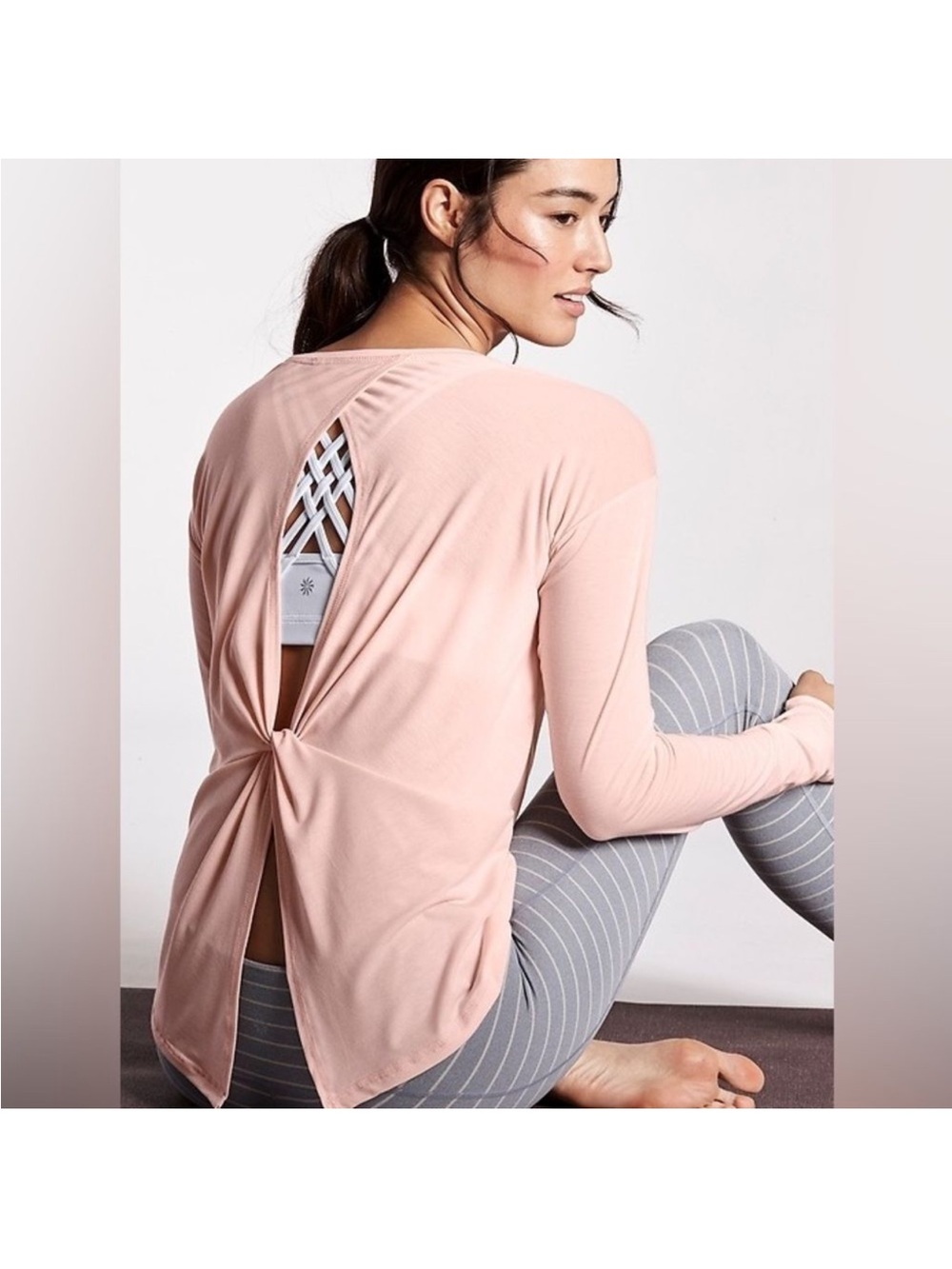 Athleta Essence Twist Long Sleeve Tee - Pale Pink medium nwt
